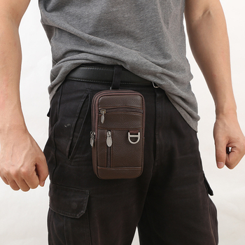Geantă de talie pentru bărbați din piele, impermeabilă, protecție anti-furt, căptușeală poliester