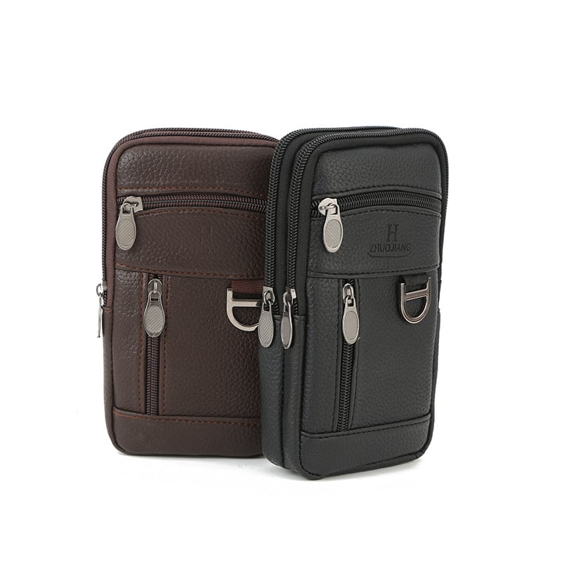 Geantă de talie pentru bărbați din piele, impermeabilă, protecție anti-furt, căptușeală poliester