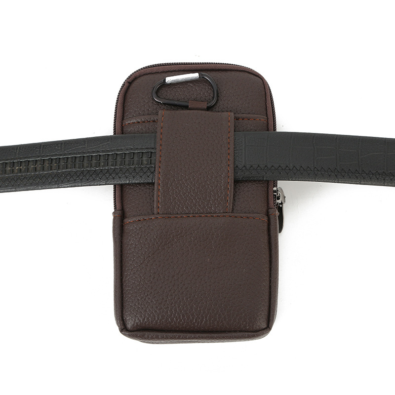 Ανδρική τσάντα μέσης από δέρμα, αδιάβροχη, προστασία έναντι κλοπών, επένδυση πολυεστέρα