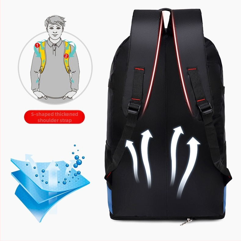 Planinarska torba od Oxford platna, vodootporna i proširiva, s jastučicama na ramena, unisex, za aktivnosti na otvorenom, uzorak s slovima, podstava od poliestera