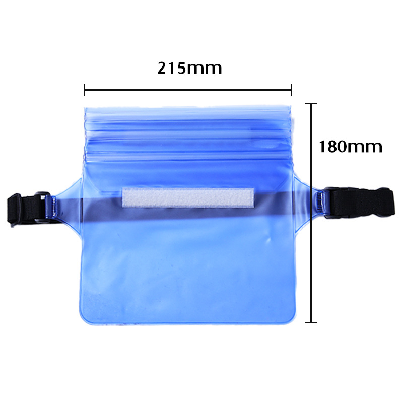Водоустойчива чанта за телефон за открито — диагонална талия презрамка, затваряне с три уплътнения, прозорец за докосване, PVC