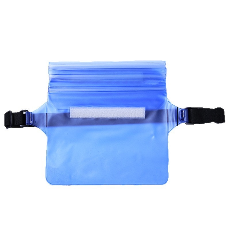 Водоустойчива чанта за телефон за открито — диагонална талия презрамка, затваряне с три уплътнения, прозорец за докосване, PVC