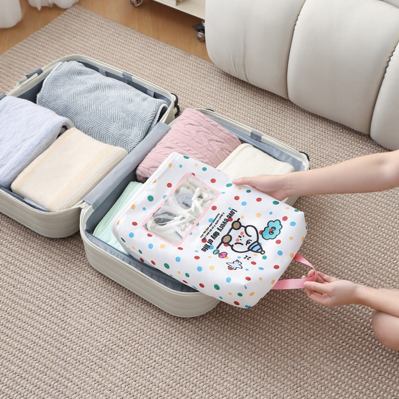 Geantă de depozitare pentru pantofi, transparentă, pentru călătorii, pliabilă, rezistentă la praf și apă, formă cubică (Model Y.k)