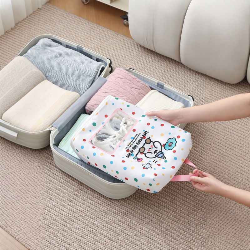 Geantă de depozitare pentru pantofi, transparentă, pentru călătorii, pliabilă, rezistentă la praf și apă, formă cubică (Model Y.k)