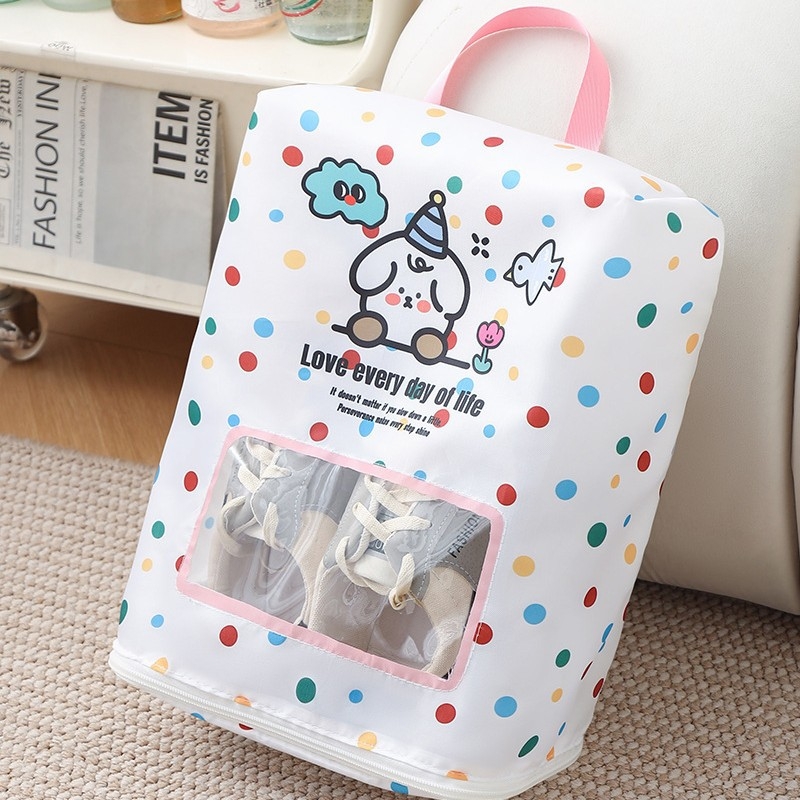 Geantă de depozitare pentru pantofi, transparentă, pentru călătorii, pliabilă, rezistentă la praf și apă, formă cubică (Model Y.k)