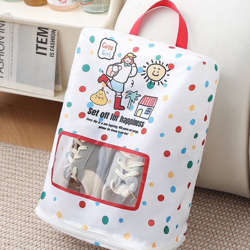 Geantă de depozitare pentru pantofi, transparentă, pentru călătorii, pliabilă, rezistentă la praf și apă, formă cubică (Model Y.k)