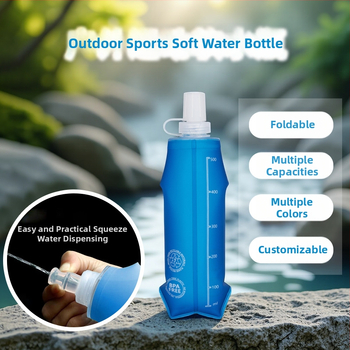 Kültéri összecsukható puha víztartály, szivárgásmentes, PVC/TPU, kapacitás 250ml/500ml, kerékpározáshoz és hegymászáshoz