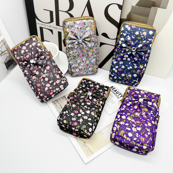 Mobiltelefon táska nőknek, (vászon, cipzáras nyitás, függőleges négyzet alakú, városi egyszerűség)