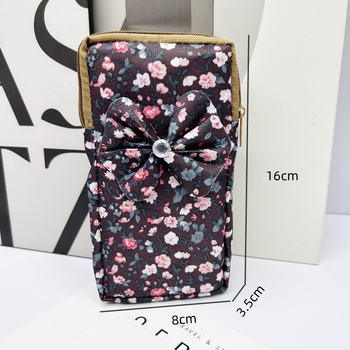 Mobiltelefon táska nőknek, (vászon, cipzáras nyitás, függőleges négyzet alakú, városi egyszerűség)