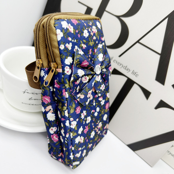 Mobiltelefon táska nőknek, (vászon, cipzáras nyitás, függőleges négyzet alakú, városi egyszerűség)