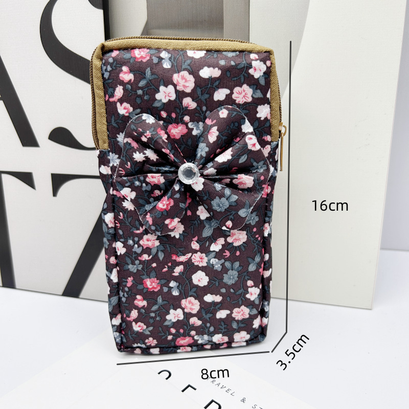 Mobiltelefon táska nőknek, (vászon, cipzáras nyitás, függőleges négyzet alakú, városi egyszerűség)