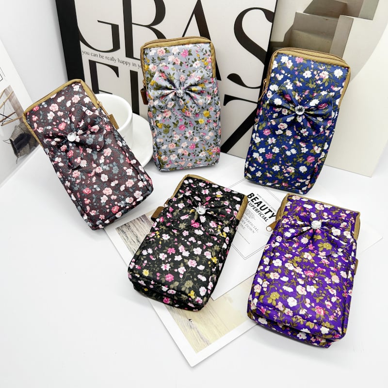 Mobiltelefon táska nőknek, (vászon, cipzáras nyitás, függőleges négyzet alakú, városi egyszerűség)