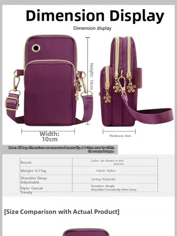 Oxford anyagú mobiltelefon-táska, cipzárral, függőleges négyszögű forma, uniszex, street style