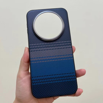 Carcasă de protecție Huawei Mate80 Pro cu model Kevlar și inel metalic pentru obiectiv, strat 2 în 1 din acrilic + TPU + piele; Șoc, disipare căldură, anti-uzură, anti-amprentă