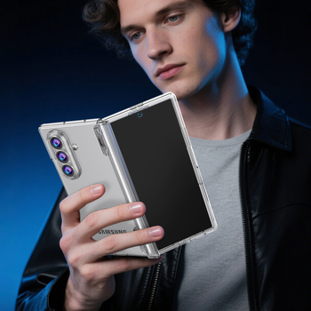 Samsung Galaxy Fold7 védőtok, PP anyag, bőrhatású felület, csúszásmentes, leesés elleni védelem, akril textúra