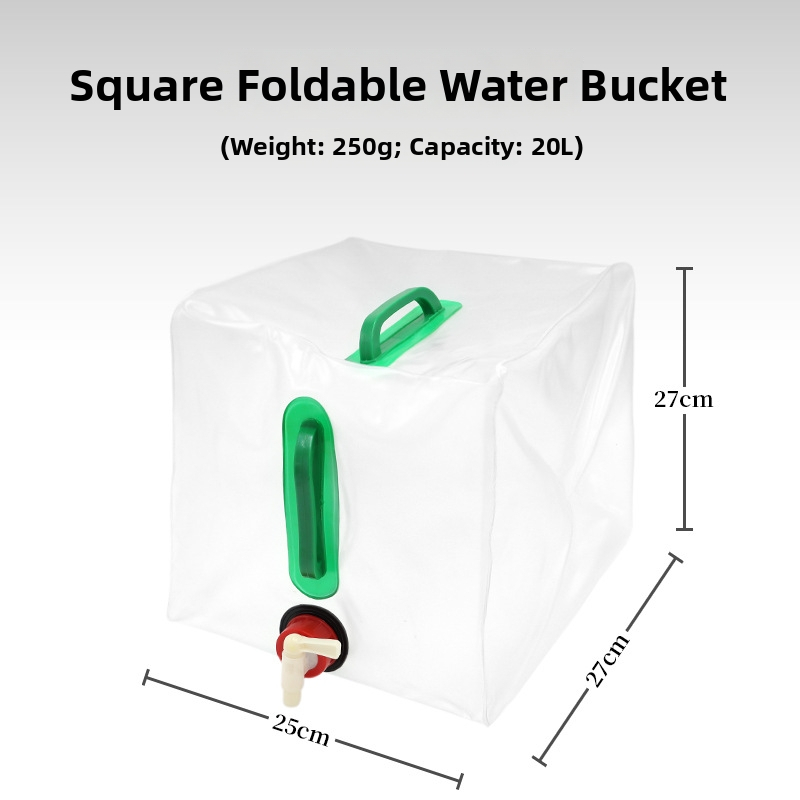 Összecsukható kültéri víz tasak 20L – PVC, vízálló anyag, minimalist stílus, kempingezéshez (nem alkalmas ivóvíznek)
