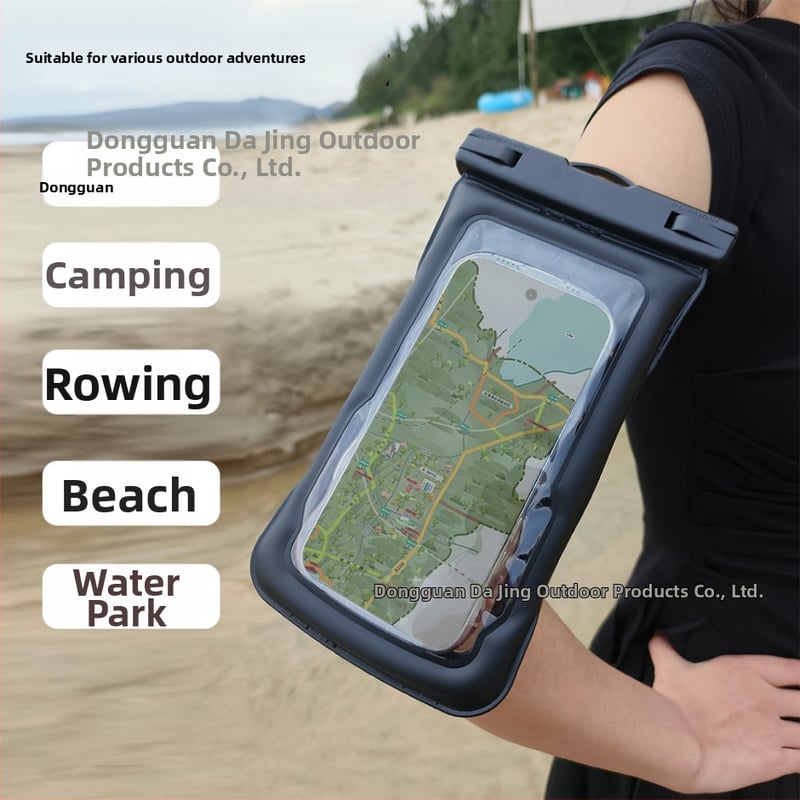 PVC vízálló telefonkarpántos táska – kültéri stílus, logó személyre szabható, univerzális illeszkedés minden korosztály számára, ideális merüléshez, túrázáshoz és horgászathoz