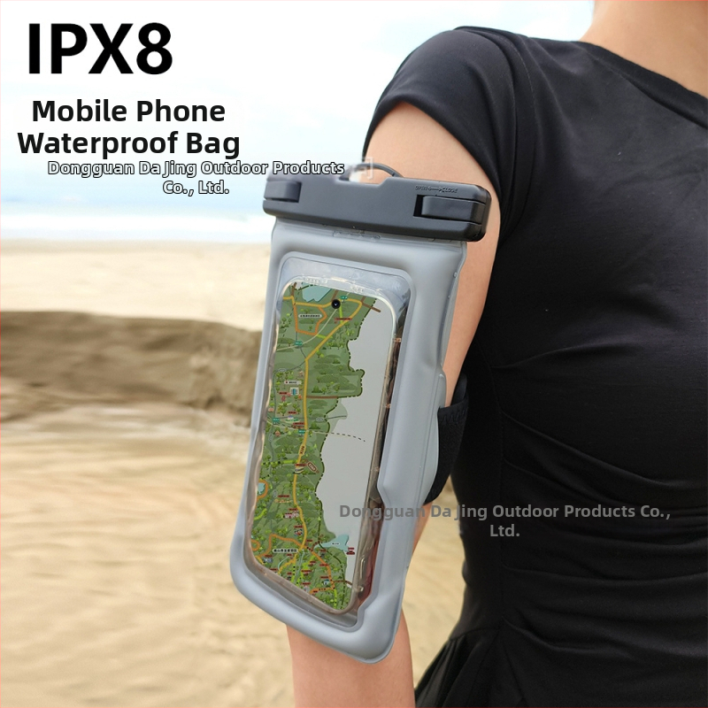 PVC vízálló telefonkarpántos táska – kültéri stílus, logó személyre szabható, univerzális illeszkedés minden korosztály számára, ideális merüléshez, túrázáshoz és horgászathoz