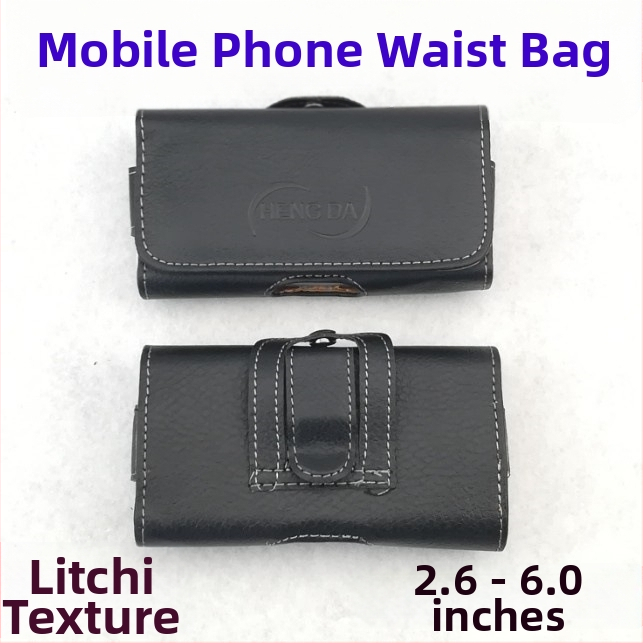 Telefonu somiņa jostai ar klipu, klamshell dizains, biznesa stils, sintētiskā āda, mehāniska apstrāde