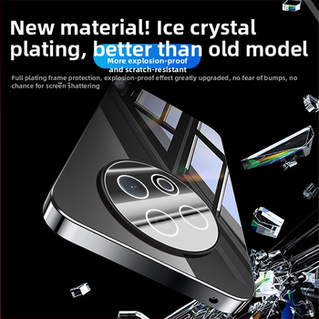 VIVO tālruņa korpuss ar objektīva aizsardzību, elektroplatinēts spoguļa dizains, PC materiāls, pretslīdīgs, putekļu izturība, izturīgs pret kritieniem