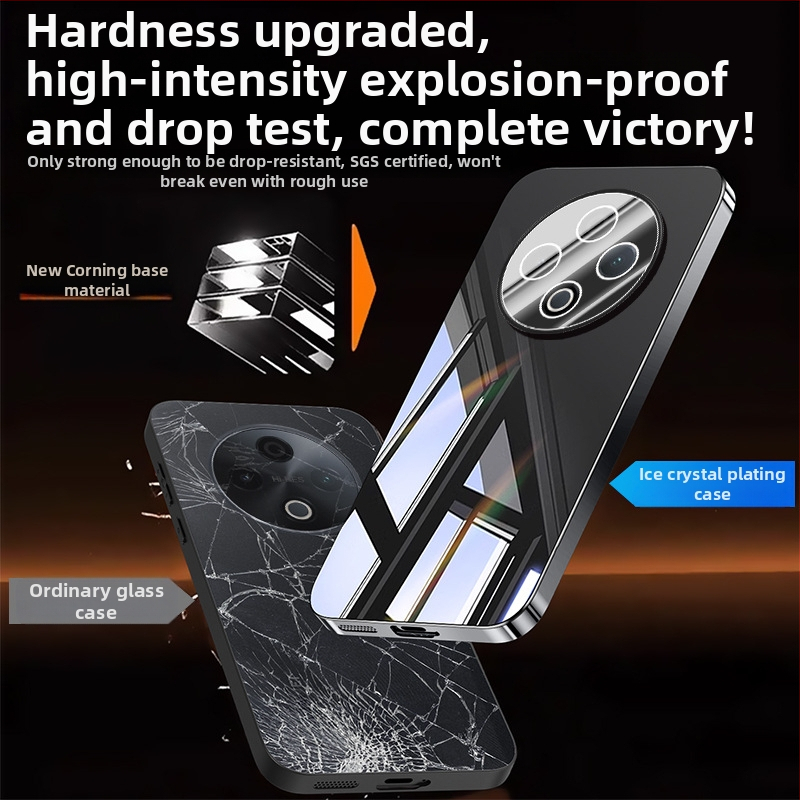 VIVO tālruņa korpuss ar objektīva aizsardzību, elektroplatinēts spoguļa dizains, PC materiāls, pretslīdīgs, putekļu izturība, izturīgs pret kritieniem