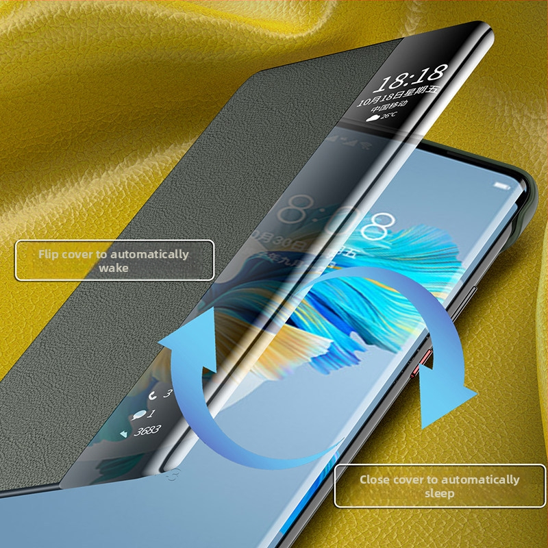 Huawei Mate40 Pro+ telefona vāciņš ar pilnu aizsardzību, triecienizturīgs, PU āda, klapņu stils, siltuma izkliede, pirkstu nospiedumu izturīgs