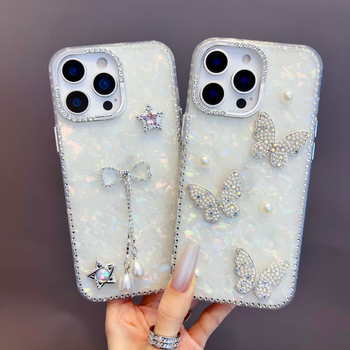 TPU védőtok iPhone 16 Pro-hoz 3D masnival és kagyló mintázattal