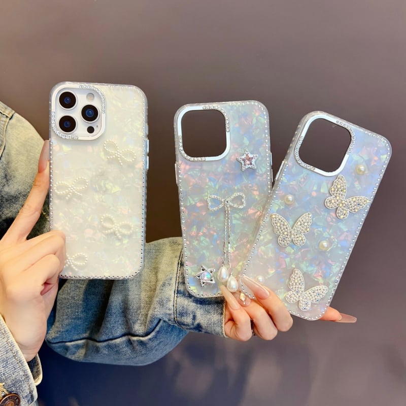 TPU védőtok iPhone 16 Pro-hoz 3D masnival és kagyló mintázattal