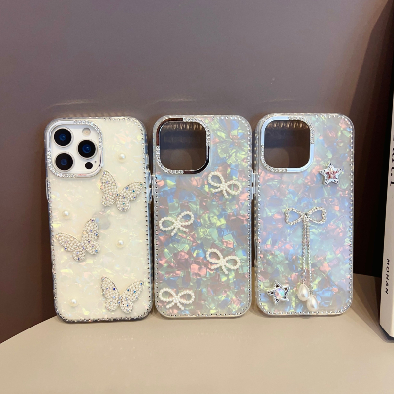 TPU védőtok iPhone 16 Pro-hoz 3D masnival és kagyló mintázattal