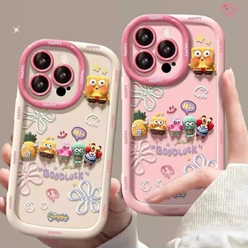 iPhone 14 Pro Max TPU tok – puha tok, SpongeBob karikatúra dizájn, DIY testreszabás, ütésvédelmi, spray felület