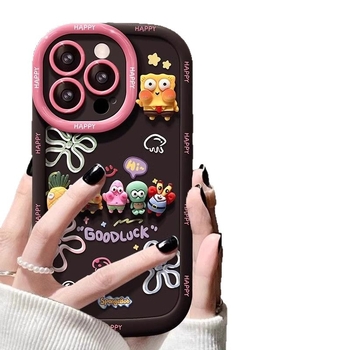 iPhone 14 Pro Max TPU tok – puha tok, SpongeBob karikatúra dizájn, DIY testreszabás, ütésvédelmi, spray felület