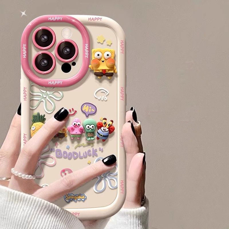 iPhone 14 Pro Max TPU tok – puha tok, SpongeBob karikatúra dizájn, DIY testreszabás, ütésvédelmi, spray felület