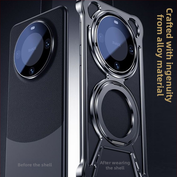 Kétfunkciós fém tok Huawei Mate60, Mate60 Pro és Mate60 Pro+ számára, 360°-os forgó állvánnyal és mágneses burkolattal