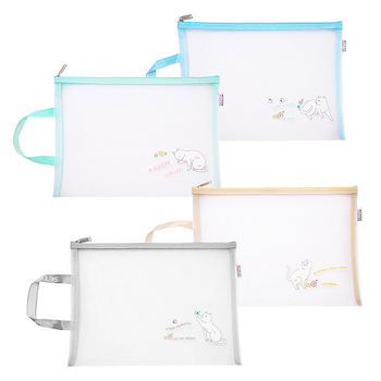 Α4 τσάντα για έγγραφα με φερμουάρ, σχέδιο γάτα κινουμένων σχεδίων, ύφασμα Oxford, βάρος 0,07 kg