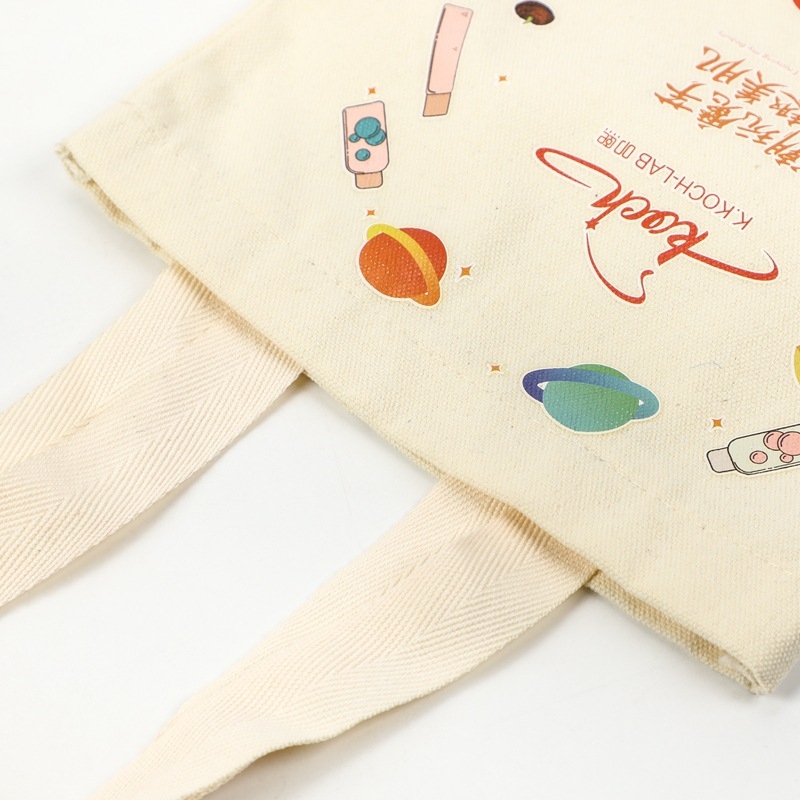 Pamutvászon tote táska személyre szabható logónyomással, alj és oldalsó panelokkal, nyomtatási módszerek: hőtranszfer, szitanyomás és gépi nyomtatás