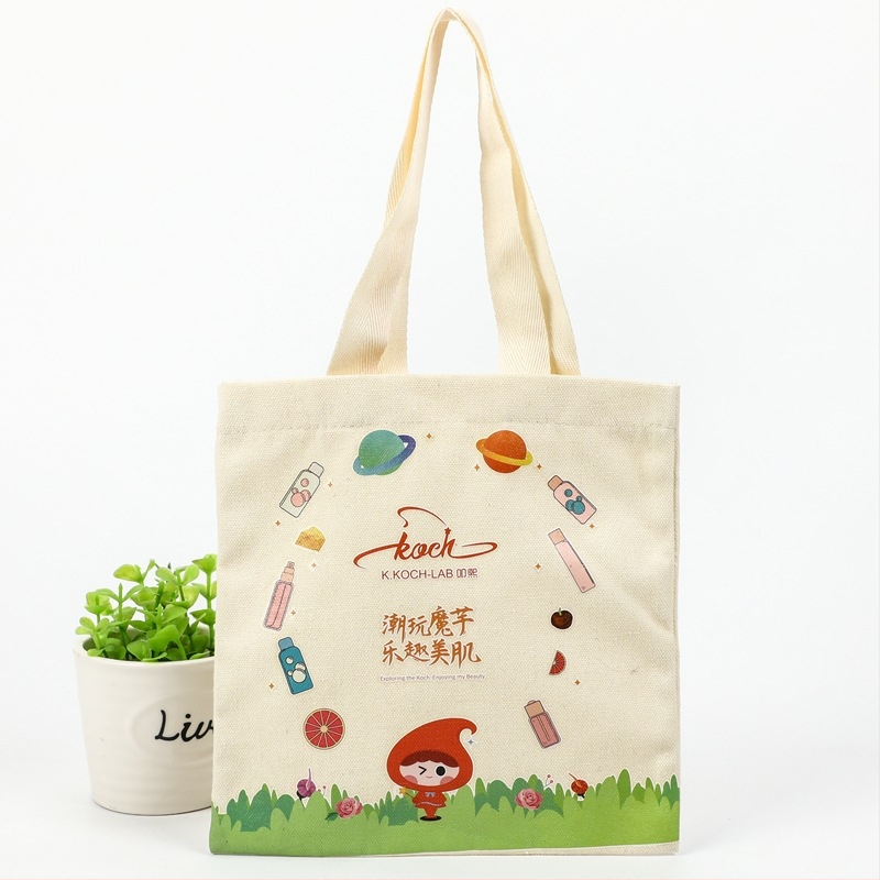 Pamutvászon tote táska személyre szabható logónyomással, alj és oldalsó panelokkal, nyomtatási módszerek: hőtranszfer, szitanyomás és gépi nyomtatás