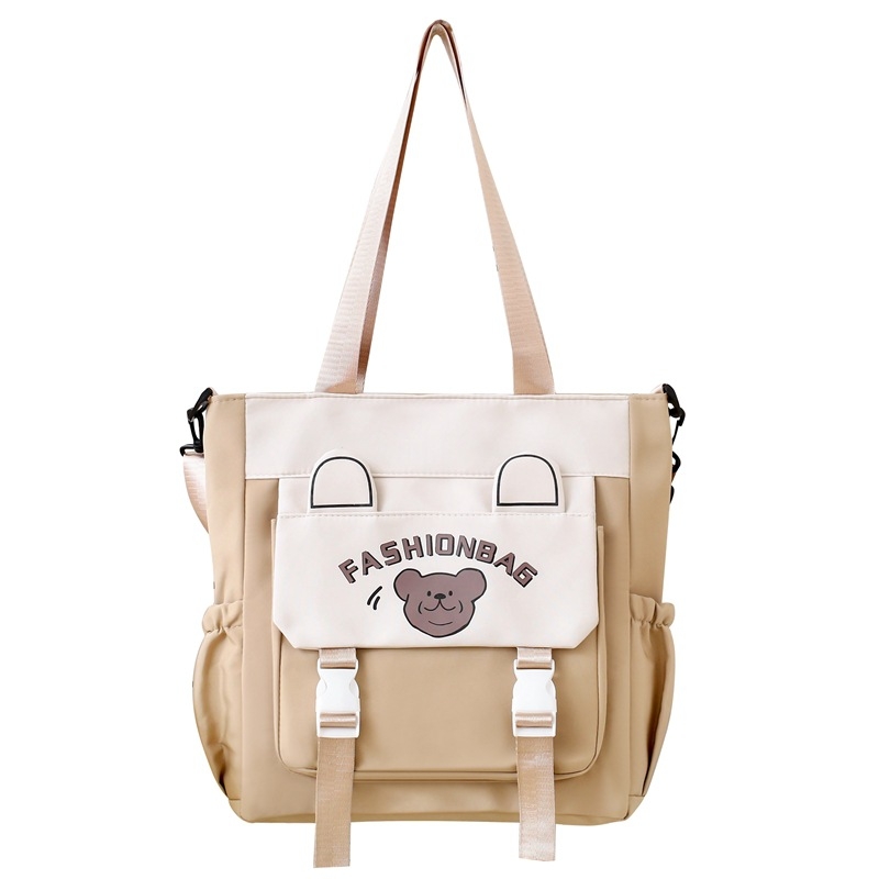 Diák korrepetáló táska medve mintával, Oxford anyag, nylon bélés, uniszex, lélegző