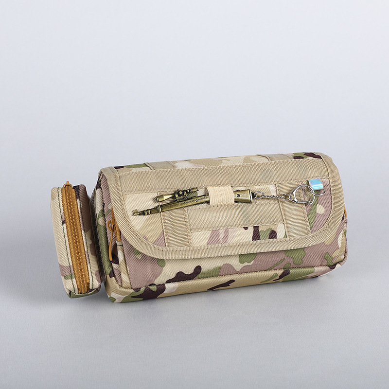 Oxford vászon tolltartó, kamuflázs mintával, téglalap alakú, uniszex, 1 db