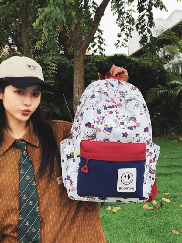 Lányoknak szóló iskolai hátizsák anime mintával, könnyű, nagy kapacitású, multifunkcionális, Oxford anyagú, légáteresztő