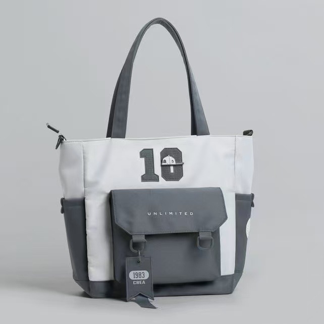 Sac școlar de mari capacitate, din Oxford, unisex, model cu litere, căptușeală poliester