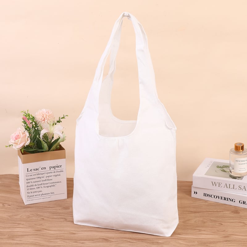 Празна платнена чанта за рамо за DIY печат на лого – сакет стил, открито дъно и страни