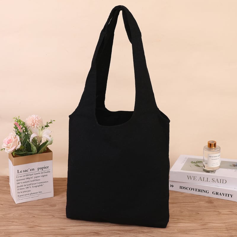 Празна платнена чанта за рамо за DIY печат на лого – сакет стил, открито дъно и страни