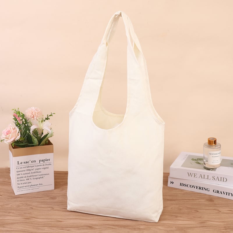 Празна платнена чанта за рамо за DIY печат на лого – сакет стил, открито дъно и страни