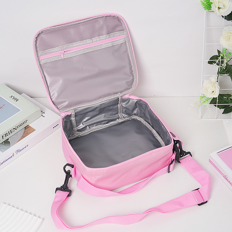 Ebédtáska szív mintájú, PU anyag, vízálló és szigetelt, Oxford bélés, uniszex óvodásoknak