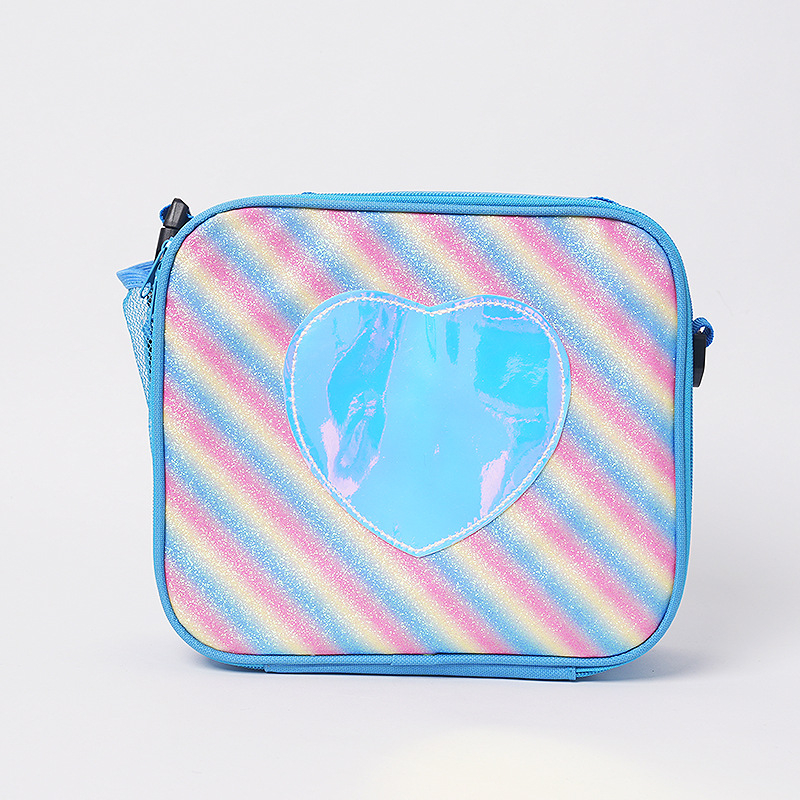 Ebédtáska szív mintájú, PU anyag, vízálló és szigetelt, Oxford bélés, uniszex óvodásoknak