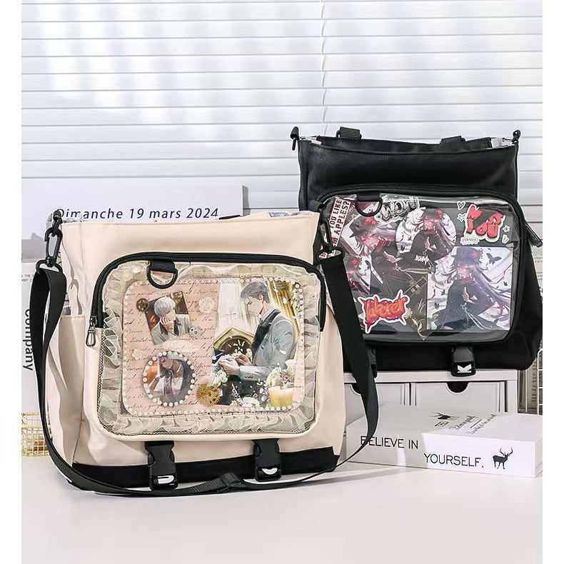 Blue Fruit кръстосана през рамо чанта, Oxford плат, ултра лека, множество джобове, за училище, модерен стил