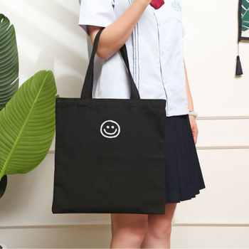 Платнена торба за ученици тип Tote с голям капацитет, прост рамен дизайн, ситопечат