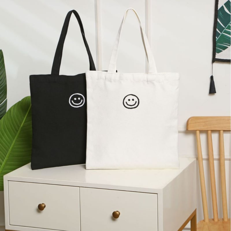 Платнена торба за ученици тип Tote с голям капацитет, прост рамен дизайн, ситопечат