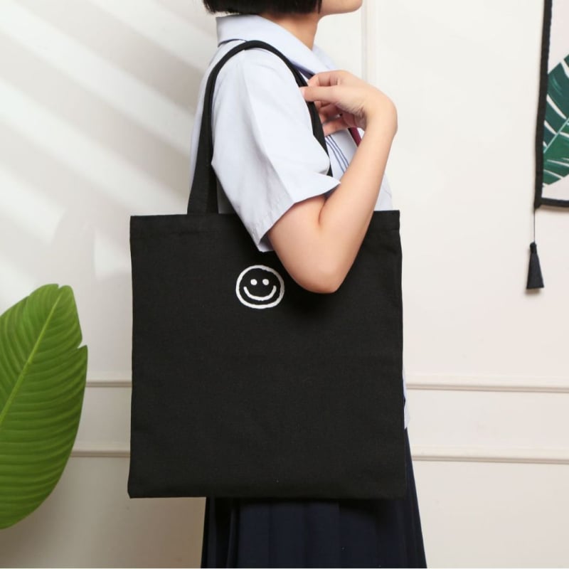 Платнена торба за ученици тип Tote с голям капацитет, прост рамен дизайн, ситопечат