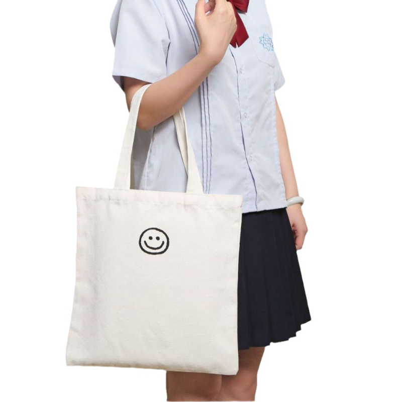 Платнена торба за ученици тип Tote с голям капацитет, прост рамен дизайн, ситопечат